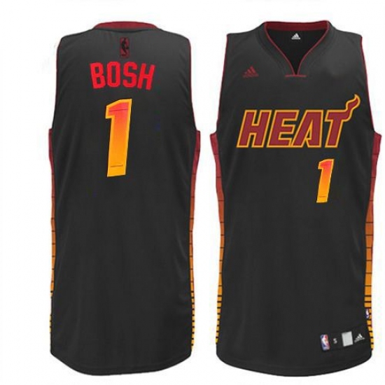 Men's Adidas Miami Heat #1 Chris Bosh Swingman Black Vibe NBA Jersey - Ujersey