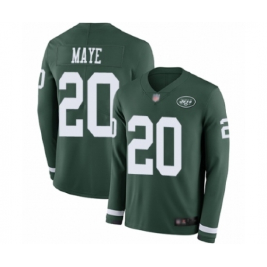 Youth New York Jets #20 Marcus Maye Limited Green Therma Long Sleeve Football Jersey - Ujersey