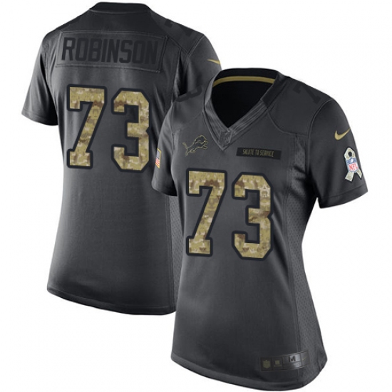 Women's Nike Detroit Lions #73 Greg Robinson Limited Black 2016 Salute to Service NFL Jersey - Ujersey