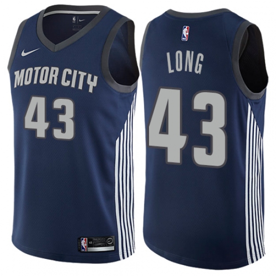 Men's Nike Detroit Pistons #43 Grant Long Authentic Navy Blue NBA Jersey - City Edition - Ujersey