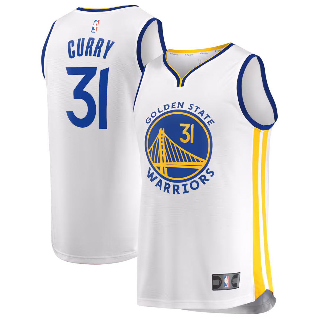 Men's Golden State Warriors Seth Curry Fanatics White Fast Break Replica Player Jersey - Association Edition - SUjersey01