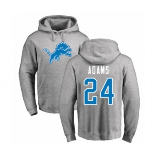 Football Detroit Lions #24 Andrew Adams Ash Name & Number Logo Pullover Hoodie - Ujersey