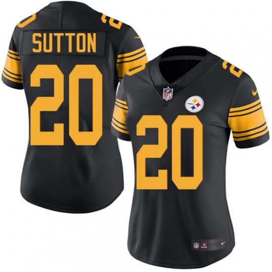 Women's Nike Pittsburgh Steelers #20 Cameron Sutton Limited Black Rush Vapor Untouchable NFL Jersey - Ujersey