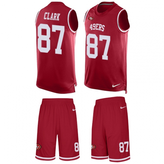Men's Nike San Francisco 49ers #87 Dwight Clark Limited Red Tank Top Suit NFL Jersey - Ujersey