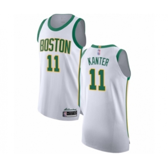 Men's Boston Celtics #11 Enes Kanter Authentic White Basketball Jersey - City Edition - Ujersey