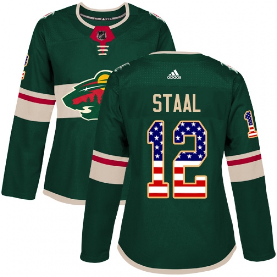 Women's Adidas Minnesota Wild #12 Eric Staal Authentic Green USA Flag Fashion NHL Jersey - Ujersey