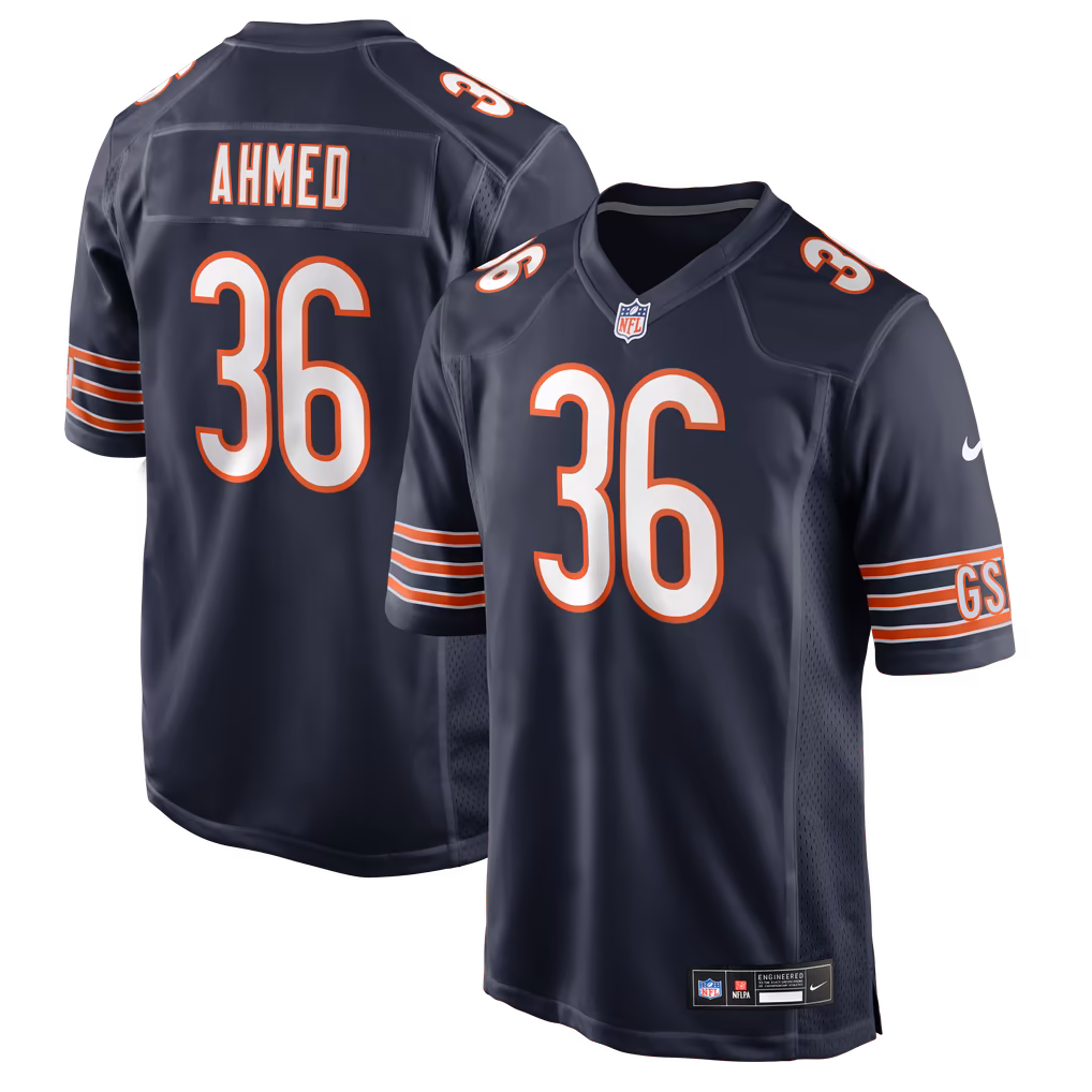 Men's Chicago Bears Salvon Ahmed Nike Navy Team Game Jersey - Ujersey
