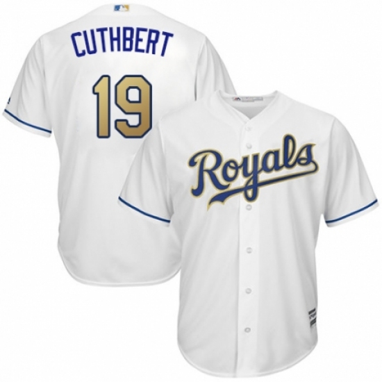 Youth Majestic Kansas City Royals #19 Cheslor Cuthbert Replica White Home Cool Base MLB Jersey - Ujersey