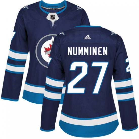 Women's Adidas Winnipeg Jets #27 Teppo Numminen Authentic Navy Blue Home NHL Jersey - Ujersey