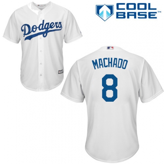 Youth Majestic Los Angeles Dodgers #8 Manny Machado Authentic White Home Cool Base MLB Jersey - Ujersey