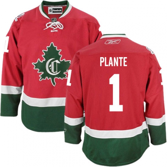 Women's Reebok Montreal Canadiens #1 Jacques Plante Authentic Red New CD NHL Jersey - Ujersey