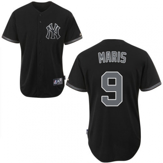 Men's Majestic New York Yankees #9 Roger Maris Authentic Black Fashion MLB Jersey - Ujersey