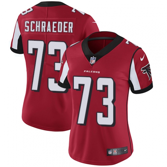 Women's Nike Atlanta Falcons #73 Ryan Schraeder Red Team Color Vapor Untouchable Limited Player NFL Jersey - Ujersey