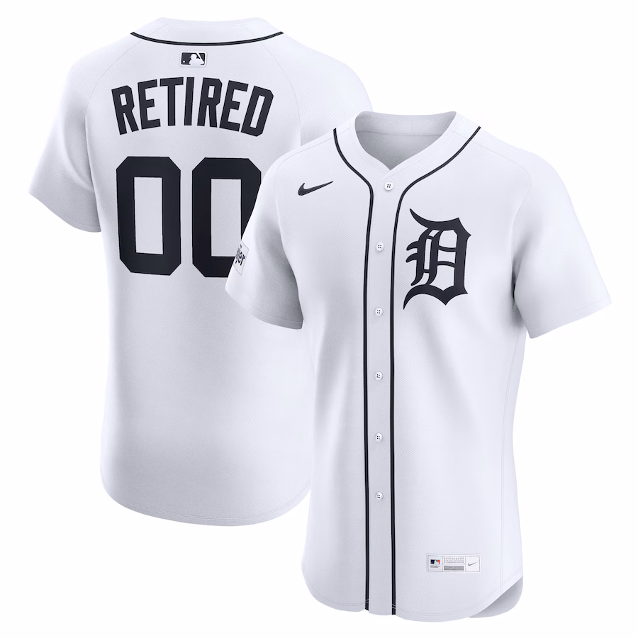 Men's Detroit Tigers Nike White Home Elite Sponsor Patch Pick-A-Player Retired Roster Jersey - Ujersey NHL