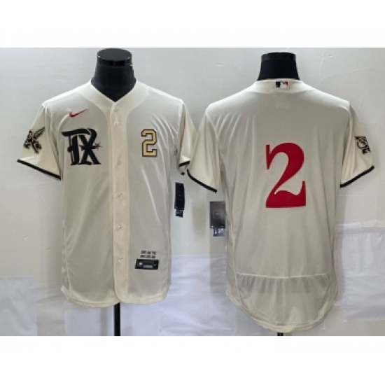 Men's Texas Rangers #2 Marcus Semien Number Cream 2023 City Connect Flex Base Stitched Jersey 1 - Ujersey
