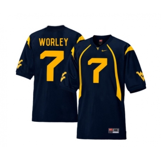 West Virginia Mountaineers 7 Daryl Worley Navy College Football Jersey - Ujersey