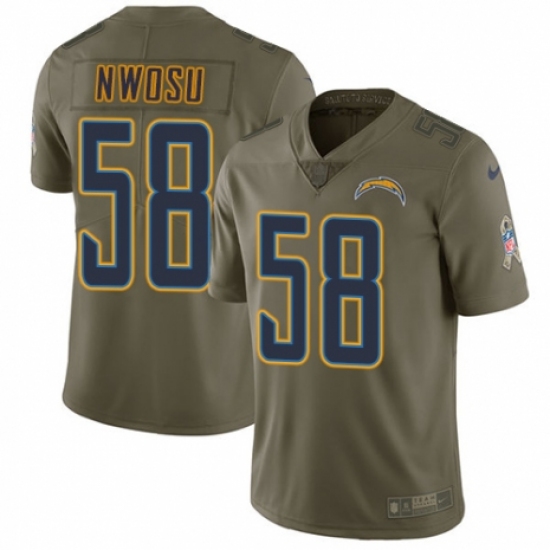 Men's Nike Los Angeles Chargers #58 Uchenna Nwosu Limited Olive 2017 Salute to Service NFL Jersey - Ujersey