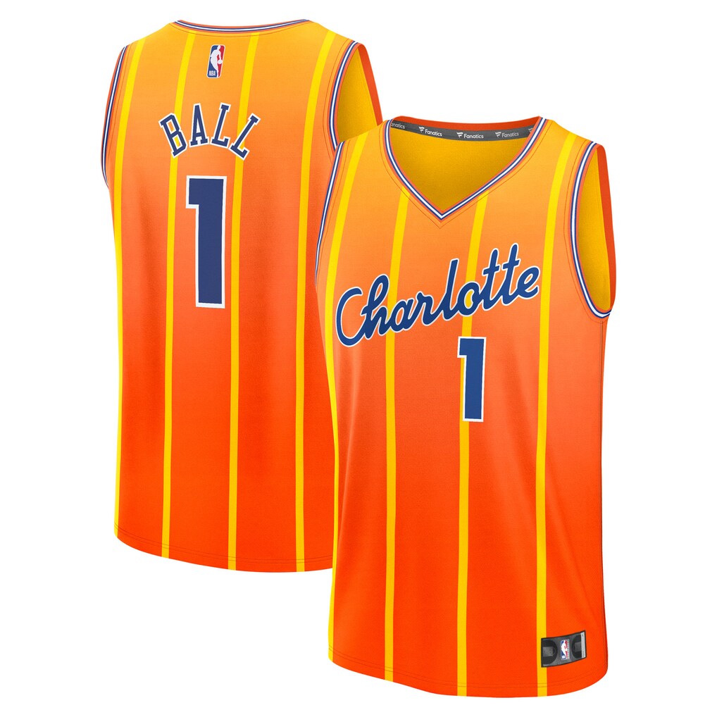 Men's Charlotte Hornets LaMelo Ball Fanatics Orange 2025/26 City Edition Fast Break Jersey