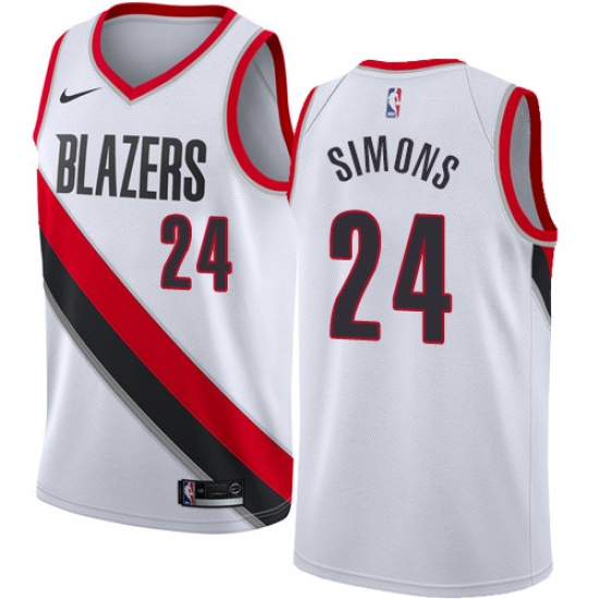 Women's Nike Portland Trail Blazers #24 Anfernee Simons Swingman White NBA Jersey - Association Edition - Ujersey