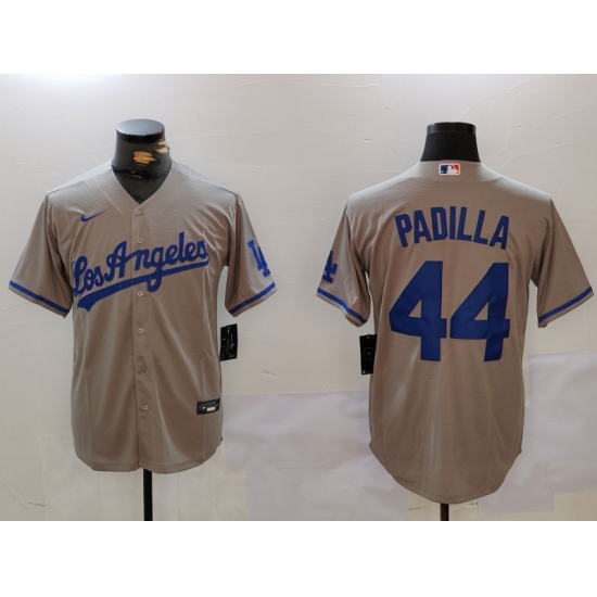 Men's Los Angeles Dodgers #44 Vicente Padilla Grey With los Cool Base Stitched Jersey - Ujersey