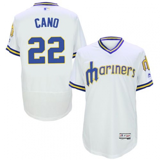 Men's Majestic Seattle Mariners #22 Robinson Cano White Flexbase Authentic Collection Cooperstown MLB Jersey - Ujersey