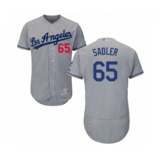 Men's Los Angeles Dodgers #65 Casey Sadler Grey Road Flex Base Authentic Collection Baseball Player Jersey - Ujersey