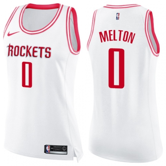 Women's Nike Houston Rockets #0 De'Anthony Melton Swingman White Pink Fashion NBA Jersey - Ujersey