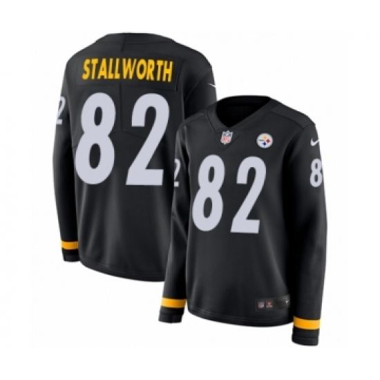Women's Nike Pittsburgh Steelers #82 John Stallworth Limited Black Therma Long Sleeve NFL Jersey - Ujersey