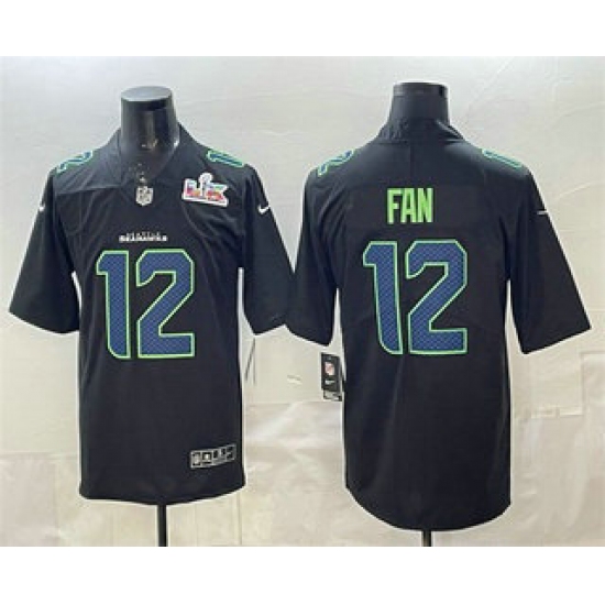 Men's Seattle Seahawks #12 Fan Limited Black Super Bowl LX Fashion Vapor Jersey - Ujersey
