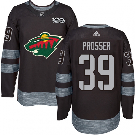 Men's Adidas Minnesota Wild #39 Nate Prosser Premier Black 1917-2017 100th Anniversary NHL Jersey - Ujersey