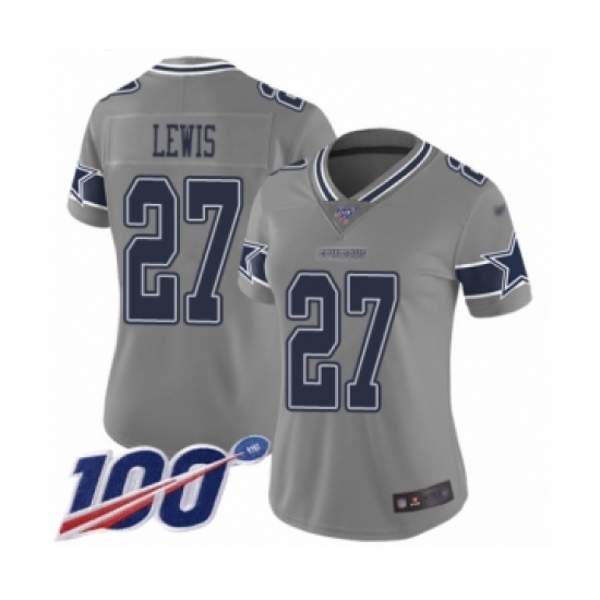 Women's Dallas Cowboys #27 Jourdan Lewis Limited Gray Inverted Legend 100th Season Football Jersey - Ujersey