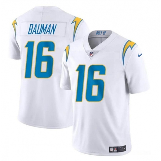 Men's Los Angeles Chargers #16 Casey Bauman White 2024 Vapor Limited Football Stitched Jersey - Ujersey