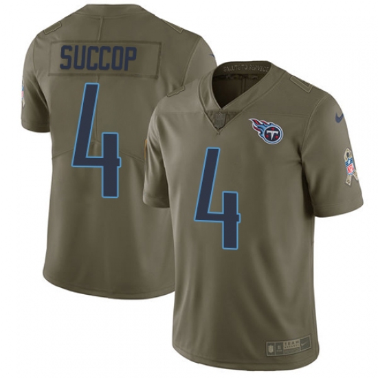 Men's Nike Tennessee Titans #4 Ryan Succop Limited Olive 2017 Salute to Service NFL Jersey - Ujersey