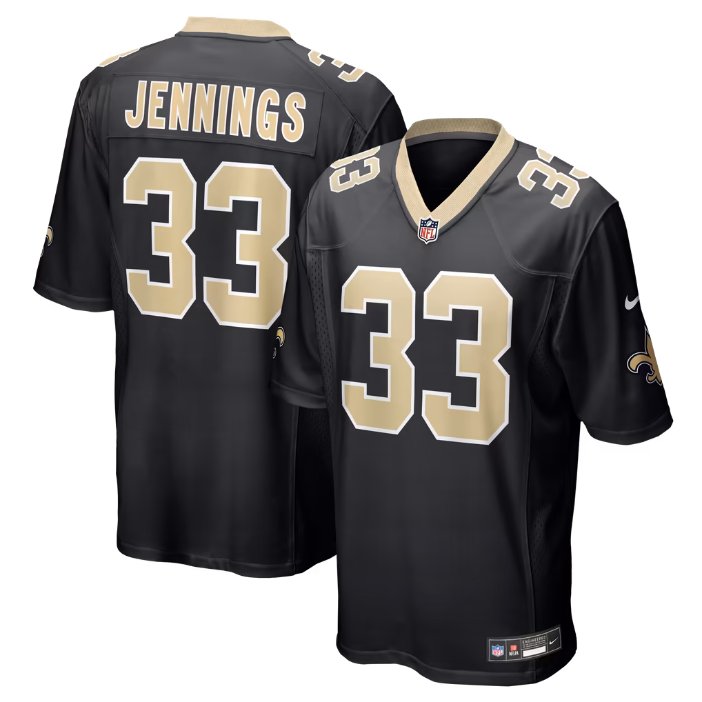 Men's New Orleans Saints Anfernee Jennings Nike Black Team Game Jersey - Ujersey