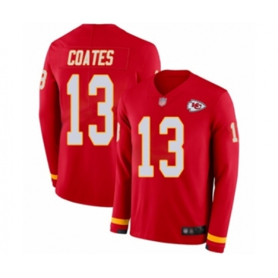 Men's Kansas City Chiefs #13 Sammie Coates Limited Red Therma Long Sleeve Football Jersey - Ujersey