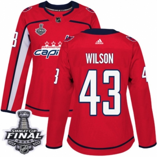 Women's Adidas Washington Capitals #43 Tom Wilson Authentic Red Home 2018 Stanley Cup Final NHL Jersey - Ujersey
