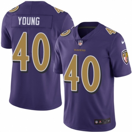Youth Nike Baltimore Ravens #40 Kenny Young Limited Purple Rush Vapor Untouchable NFL Jersey - Ujersey