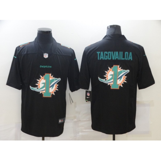 Men's Miami Dolphins #1 Tua Tagovailoa Black Nike Black Shadow Edition Limited Jersey - Ujersey