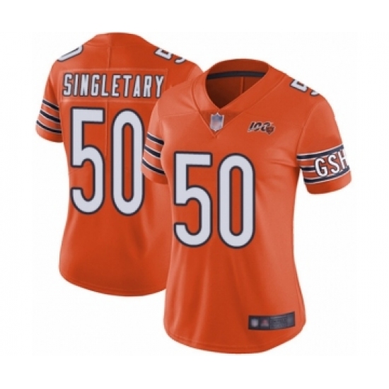 Women's Chicago Bears #50 Mike Singletary Orange Alternate 100th Season Limited Football Jersey - Ujersey