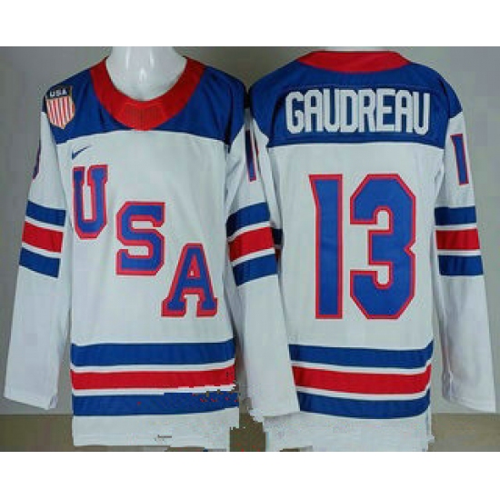 Men's USA #13 Johnny Gaudreau White 2026 olympics authentic jersey
