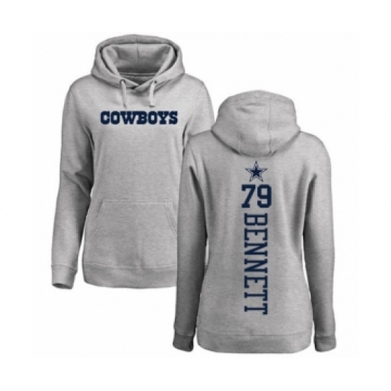 Football Women's Dallas Cowboys #79 Michael Bennett Ash Backer Pullover Hoodie - Ujersey