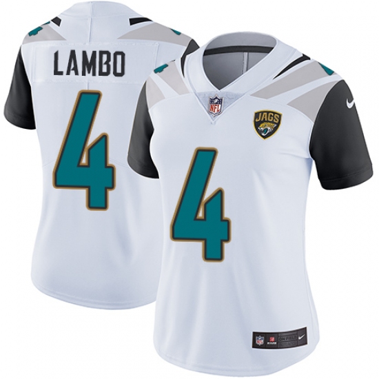 Women's Nike Jacksonville Jaguars #4 Josh Lambo White Vapor Untouchable Elite Player NFL Jersey - Ujersey