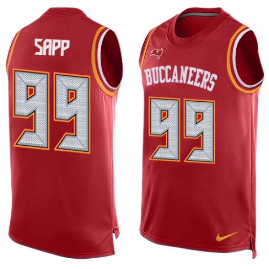 Men's Nike Tampa Bay Buccaneers #99 Warren Sapp Limited Red Player Name & Number Tank Top NFL Jersey - Ujersey