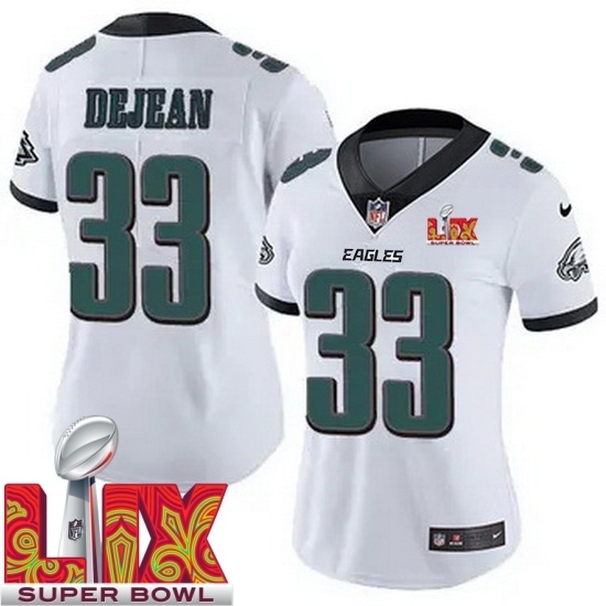 Women Philadelphia Eagles Cooper DeJean #33 White 2024 2025 Super Bowl LIX F U S E Stitched NFL Jersey - Ujersey