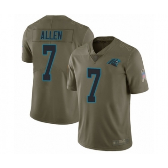 Youth Carolina Panthers #7 Kyle Allen Limited Olive 2017 Salute to Service Football Jersey - Ujersey