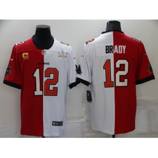 Men's Tampa Bay Buccaneers #12 Tom Brady White Red Bowl C LV Limited Split Fashion Football Jersey - Ujersey