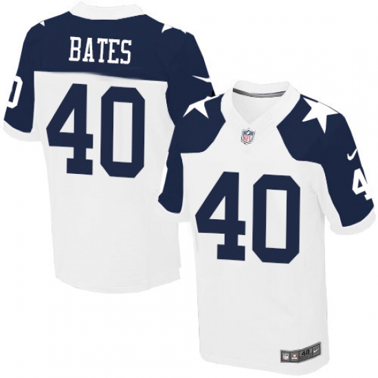 Men's Nike Dallas Cowboys #40 Bill Bates Elite White Throwback Alternate NFL Jersey - Ujersey