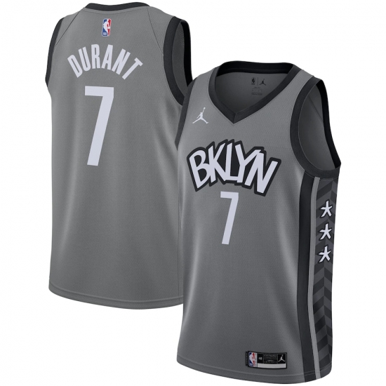 Men's Brooklyn Nets #7 Kevin Durant Jordan Brand Gray 2020-21 Swingman Jersey - Ujersey