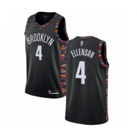 Men's Brooklyn Nets #4 Henry Ellenson Authentic Black Basketball Jersey - 2018 19 City Edition - Ujersey