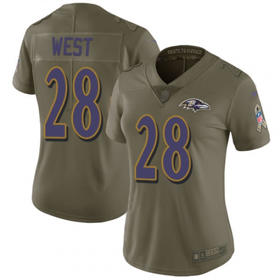 Women's Nike Baltimore Ravens #28 Terrance West Limited Olive 2017 Salute to Service NFL Jersey - Ujersey